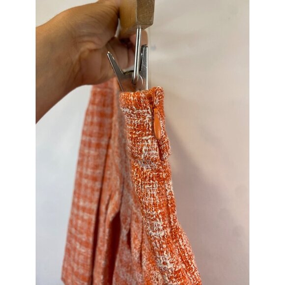 Zara Women's Orange Pleated Tweed Mini Skirt Blogger Fave Size Medium New - Picture 5 of 7